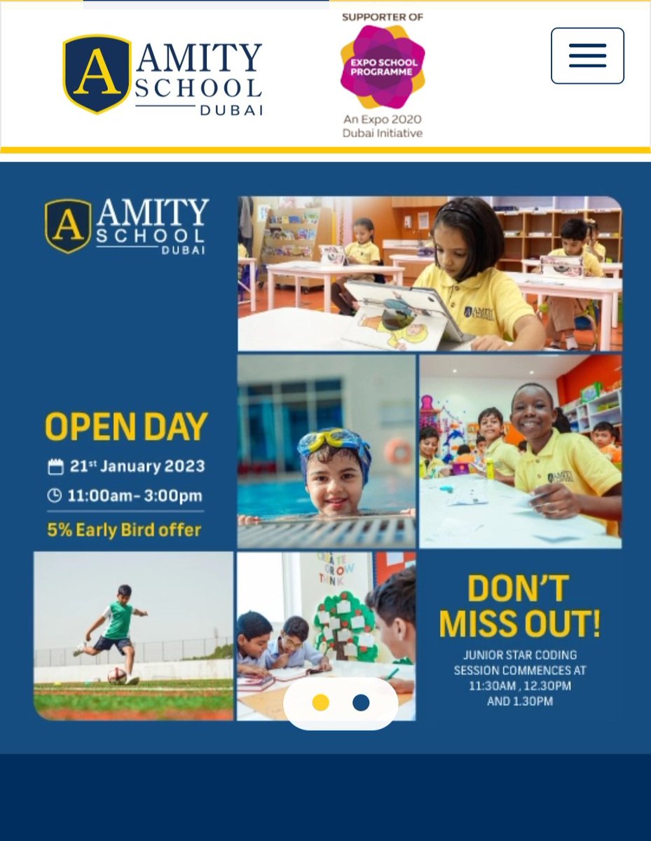 anvitaz's tweet photo. Experience the magic that happens at Amity School. If you haven't registered already, do so now! Open DAY at Amity School Dubai on the 21st January 2023 https://t.co/lt8vVb6Dnn
