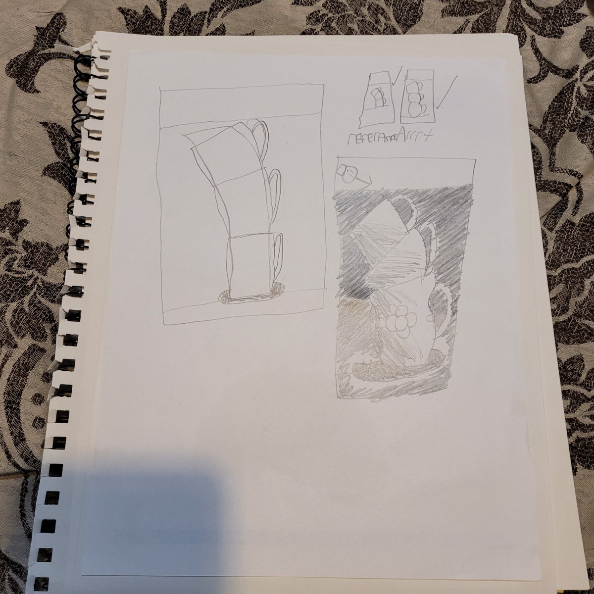 kreebs29's tweet photo. The kiddo and I participated in a beginners' art class online tonight. We learned lots, and these are the few exercises we did. He really enjoyed it, as did I. #FatherSonTime 
#GetYourArtOn https://t.co/PFZBtfixcG
