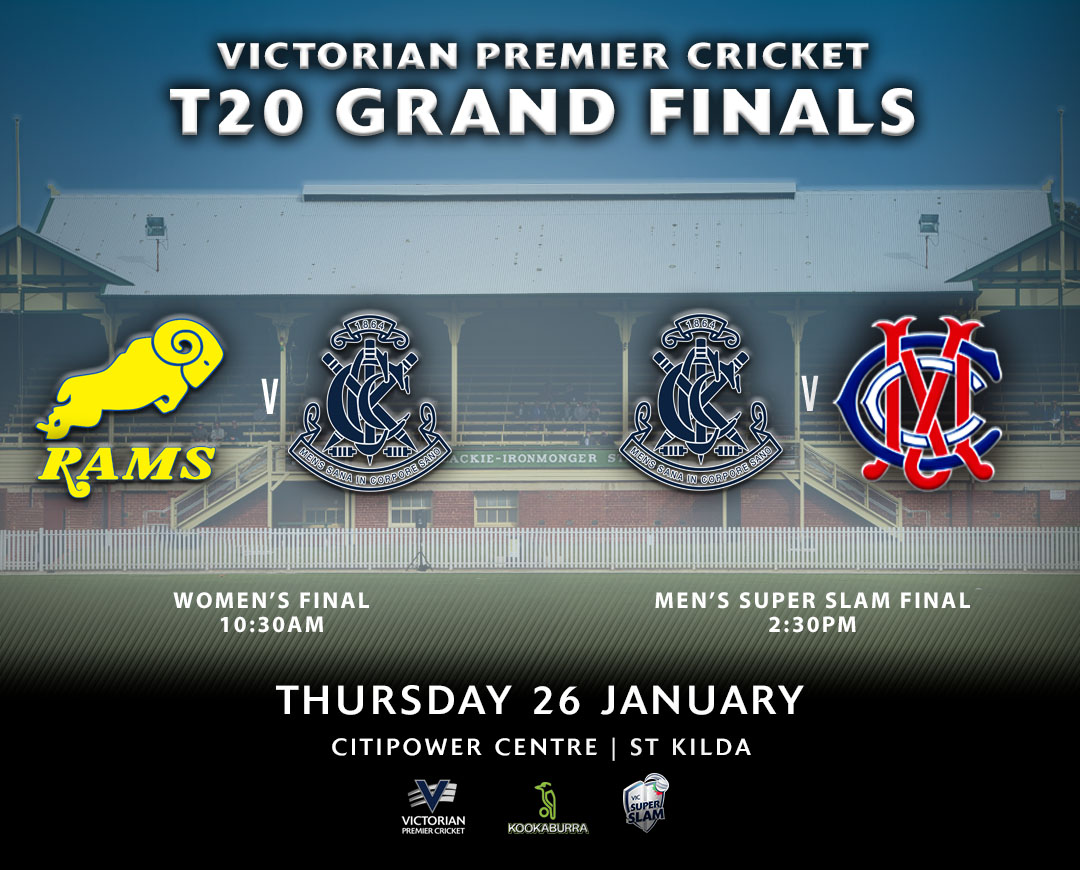 With the finalists now🔐, we can start preparing for a massive Australia Day at the CitiPower Centre. <a href="/RingwoodCC/">Ringwood CC</a> will face <a href="/CarltonCCScores/">Carlton Cricket Club</a> in the <a href="/vicpremcricket/">Vic Premier Cricket</a> Women's T20 Grand Final, whilst the Blues men will hope to make it a 3-peat in the <a href="/VicSuperSlam/">VIC Super Slam</a> against <a href="/MelbCC/">Melbourne CC</a>