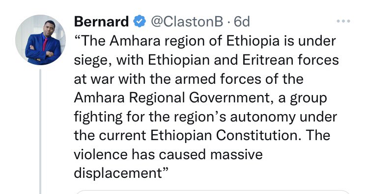 Sharronyemane's tweet photo. @ClastonB Get you facts straight Eritrean forces never part of Amhara genocide https://t.co/4jKm9VEU0t