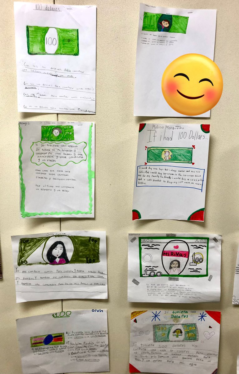 Happy 100 Days of School!🥳✏️ Everyone enjoyed the “If I had one hundred dollars…” activity! 😎💰#100DaysSmarter <a href="/ajbushelem/">Bush Elementary</a> <a href="/TeraeHarris/">Terae Oubré Harris</a> <a href="/AliefISD/">Alief ISD</a>