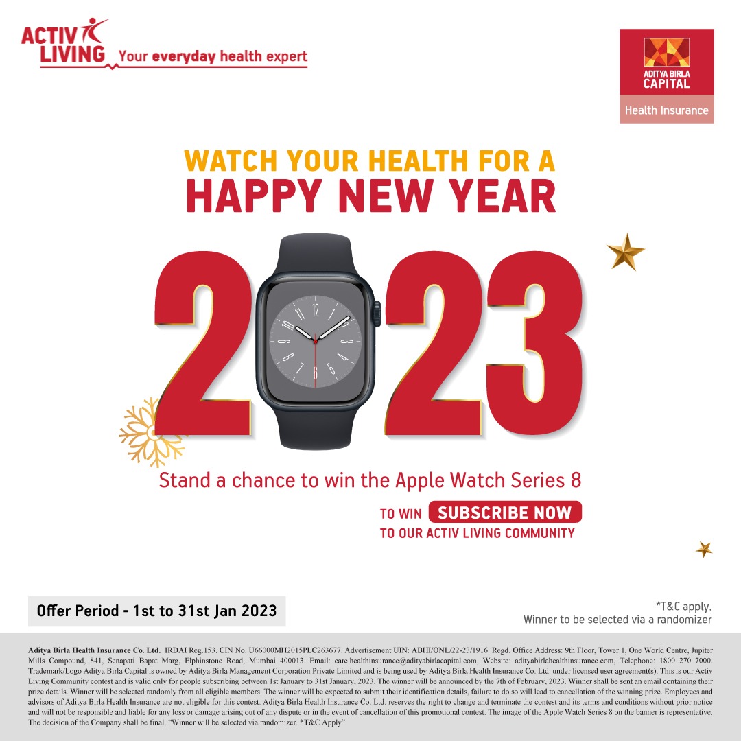 abhealthin's tweet photo. Take a healthy leap into your health goals and stand a chance to win an Apple Watch Series 8 by simply subscribing to our Activ Living Community.
Click on the link https://t.co/zNbWSxy9qx to subscribe.
#AdityaBirlaHealthInsurance #ContetAlert #ActivLivingCommunity #ABHI https://t.co/lBJ67L46q5