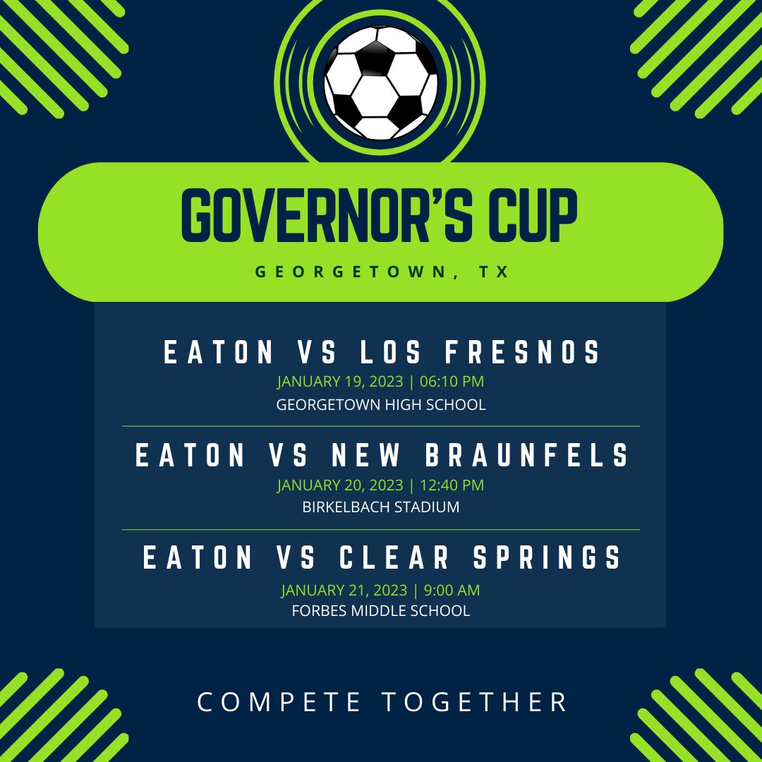 The Lady Eagles head south this weekend for the Governor’s Cup in Georgetown!!! 🦅⚽️💪
#competetogether

<a href="/NISDAthletics/">NISD Athletics</a> <a href="/EatonHighSchool/">Eaton Eagles</a>