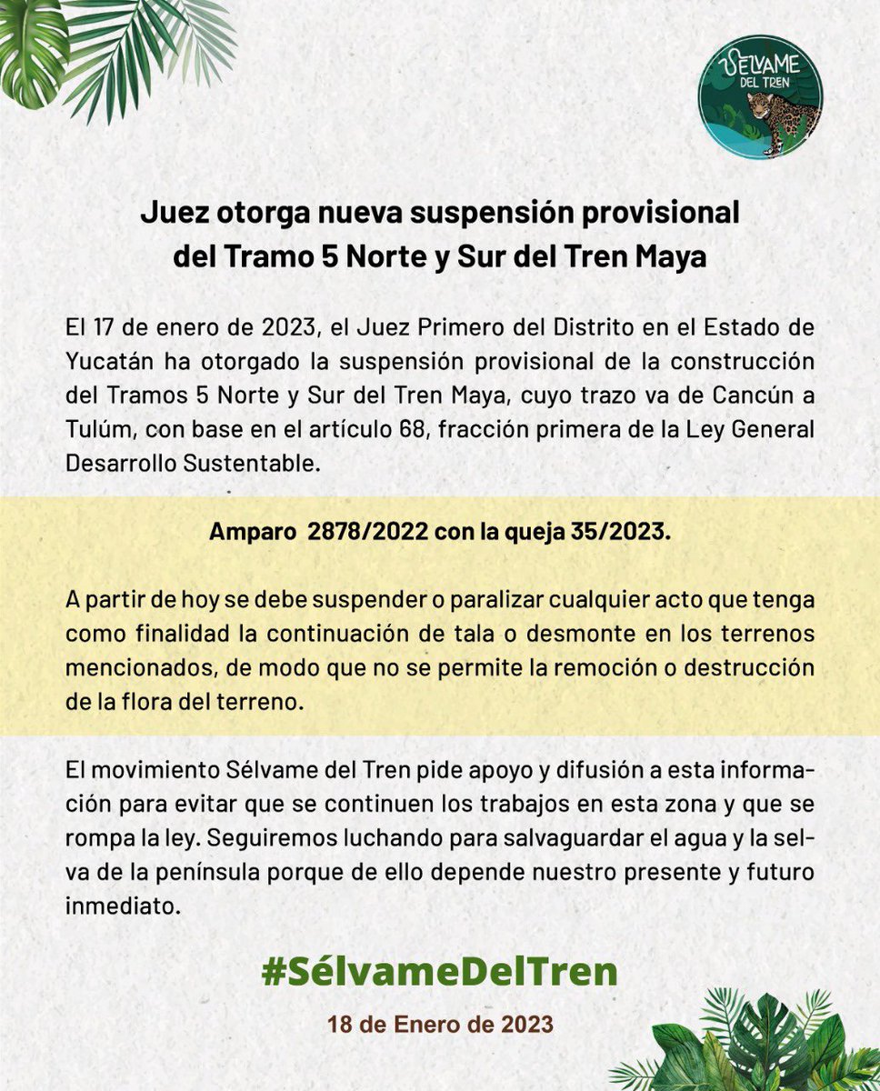 🔴 COMUNICADO 🔴
- Se tienen que parar las obras -
Nueva suspensión, ayúdanos a difundir