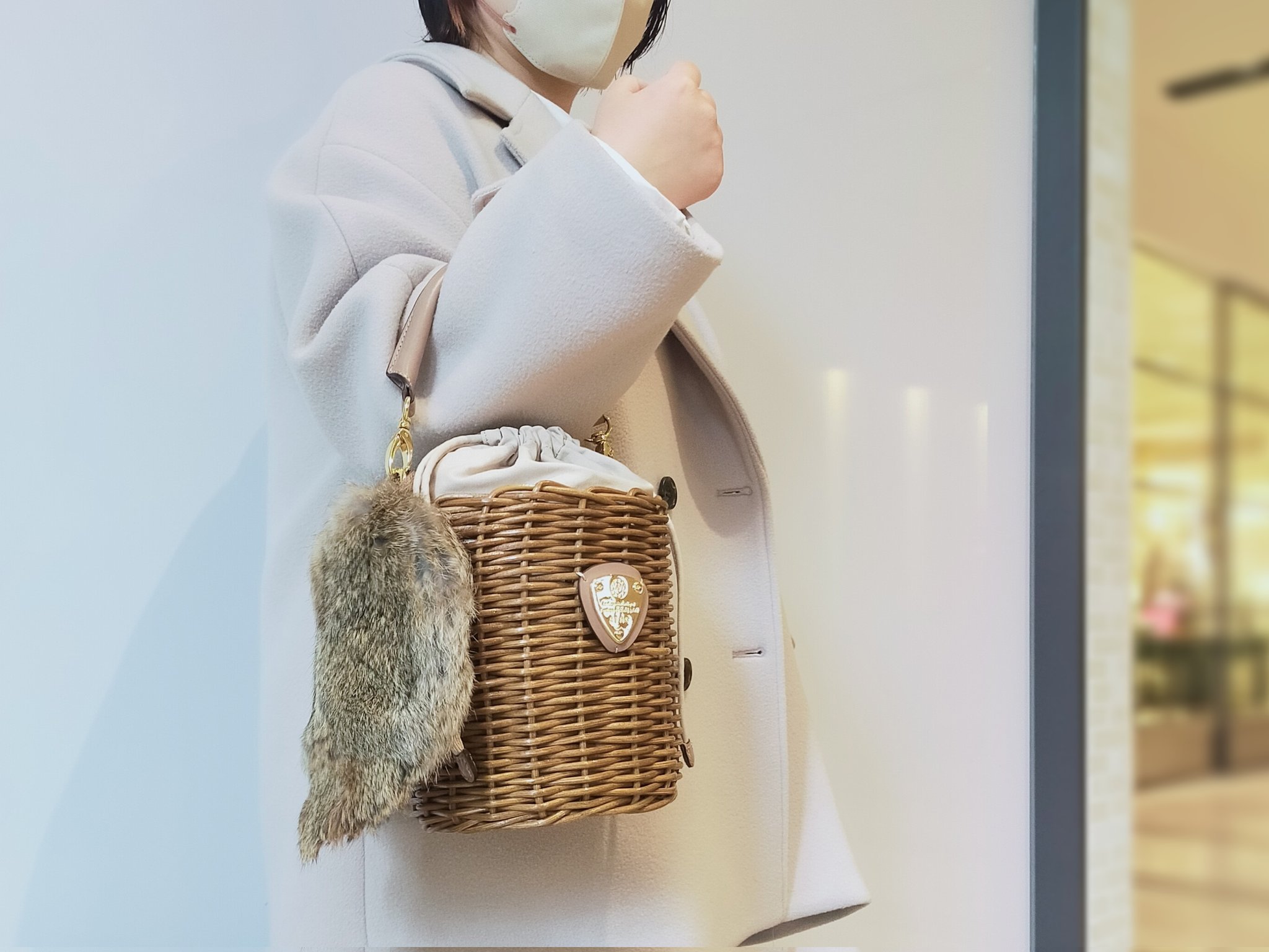 美品✨ほぼ未使用 ATAO BREEZE 2way ファー付 かごバッグ