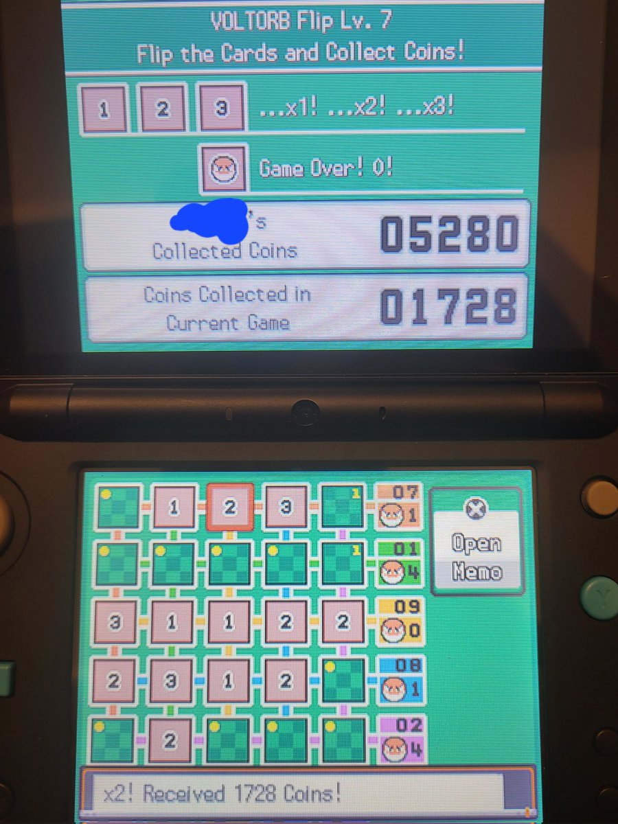 MetaSwordzGuy's tweet photo. Forgot about this minigame. It's been at least 8 or 9 years since I booted this game up based on Hall of Fame records. Apparently it only goes up to Lv 7. Probably for the best, it's a tad too addicting.
#Pokemon #PokemonHeartGold #NintendoDS #GameCorner #VoltorbFlip https://t.co/1pPQqFZHDJ