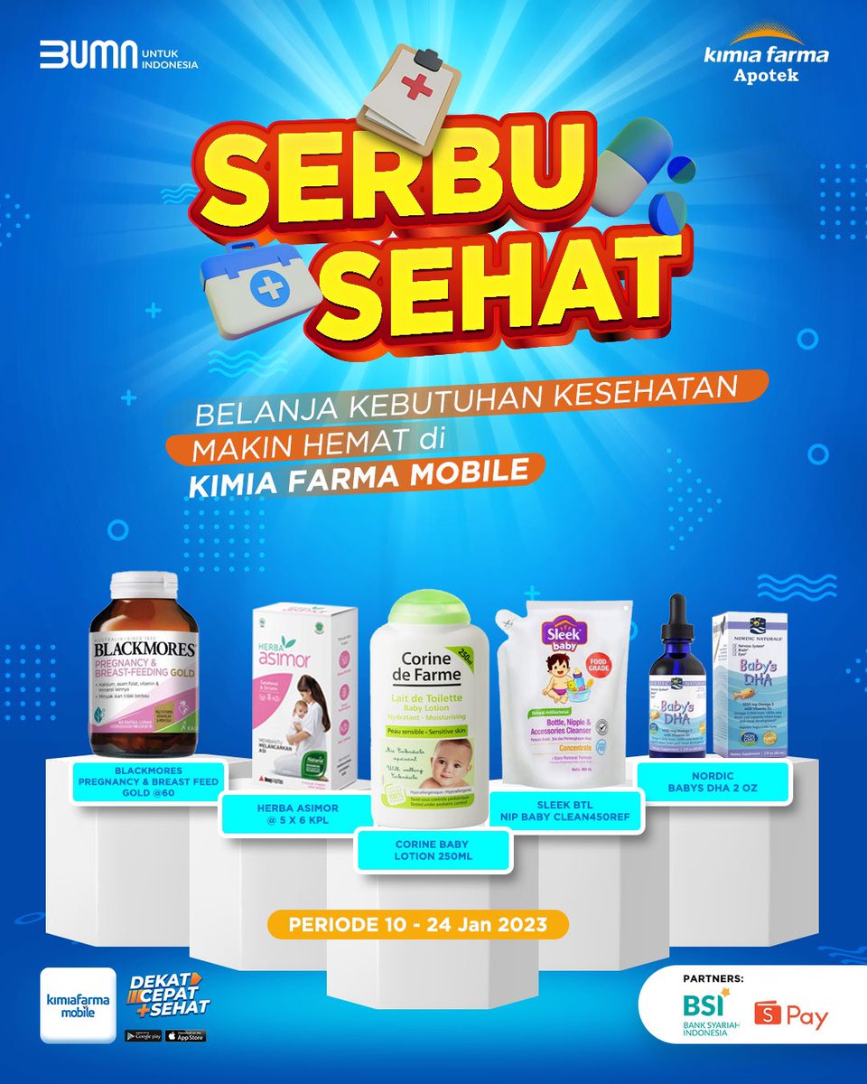 KFMobile_id's tweet photo. Ssttt... Beli kebutuhan sehat sekarang di Kimia Farma Mobile lebih hemat!!

Buruan cek dan download Kimia Farma Mobile karena ada promo SERBU SEHAT!!😍

#DekatCepatSehat #KimiaFarmaMobile https://t.co/bgZsoGq5xX