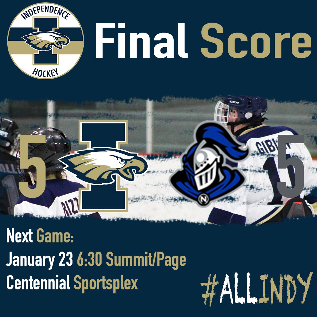 The boys leave with a point.
Next up is the Border Battle on Ice!!!
Indy vs Summit for Senior Night and the Regular Season Finale!!!