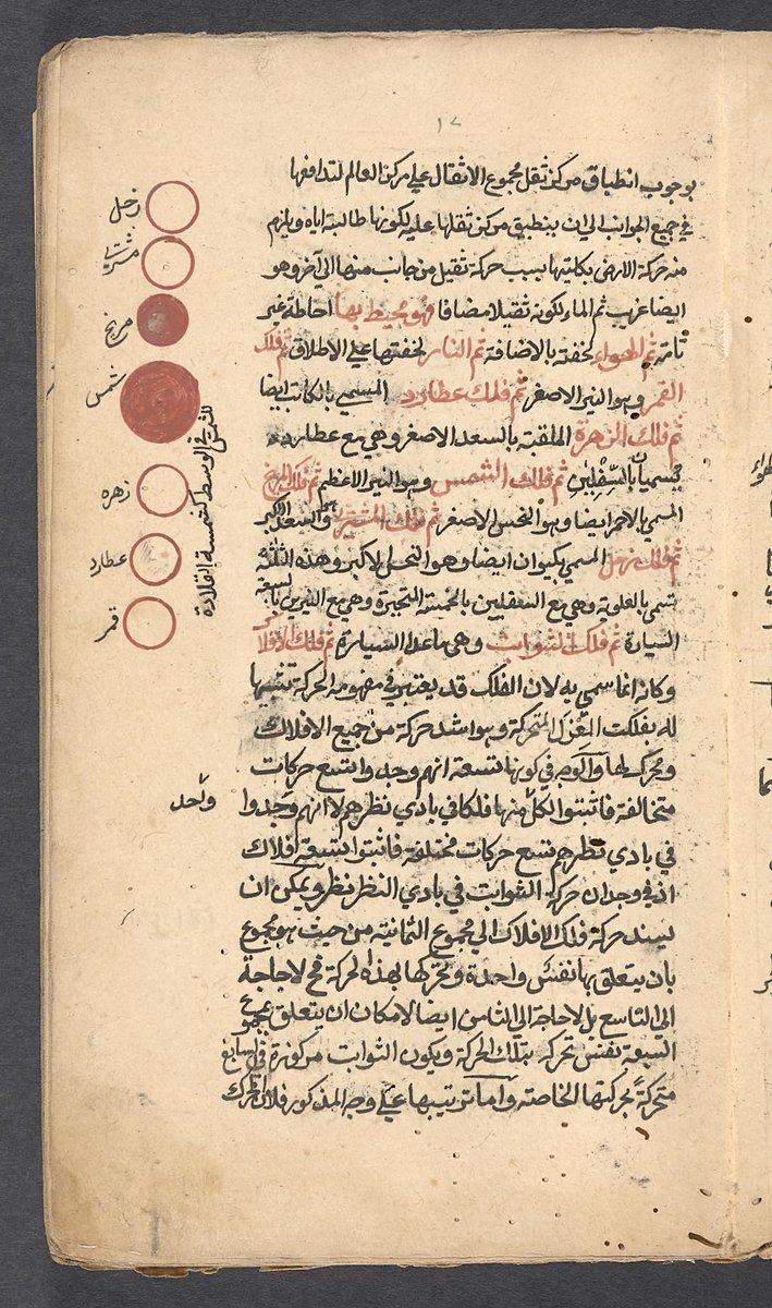 Diagram of the planets of the Solar System from Jaghmīnī's treatise on astronomy and geography with a preface and dedication to Ulugh Beg of Samarkand @upennlib, via openn.library.upenn.edu/Data/0032/html…