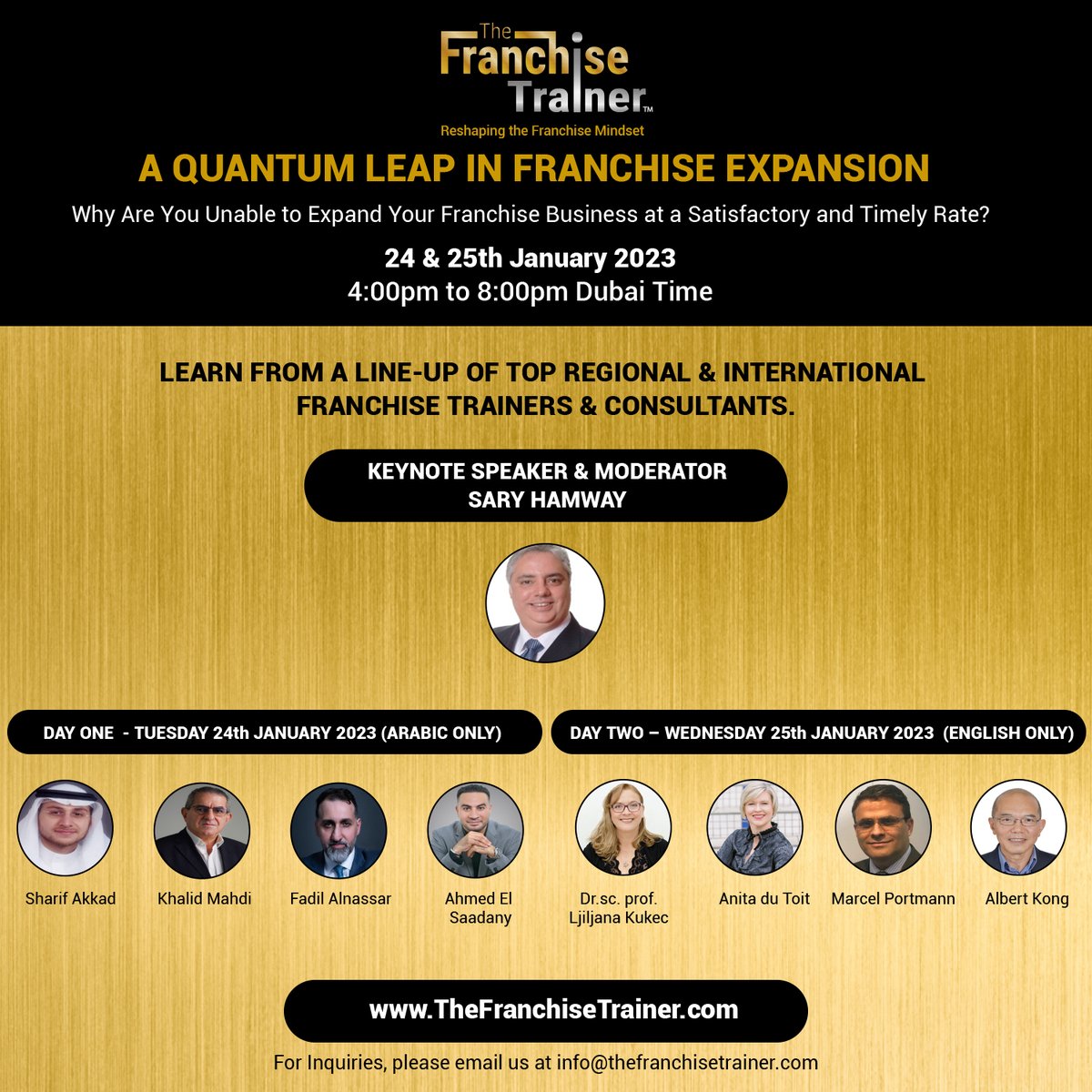 thefranchisetrainer.com/newsletter/qua…
A Quantum Leap in Franchise Expansion - Live Webinar
24 & 25th January 2023
4:00pm to 8:00pm Dubai Time
For corporate and group discounts: info@thefranchisetrainer.com
thefranchisetrainer.com
#FranchiseTraining #franchiseworkshop