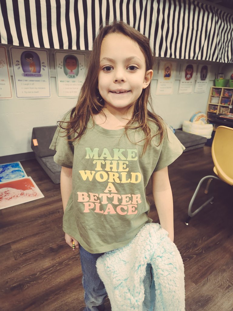 My sweet, sweet 1st grade friend told me "I wore this shirt today because it makes me think of you". Quite possibly the best compliment I've ever received. 🥰