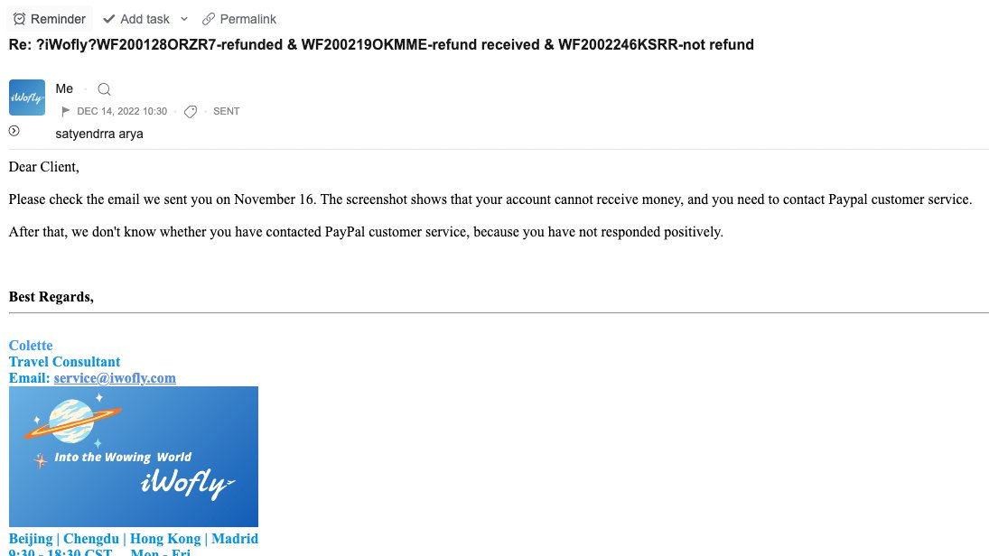 iWofly's tweet photo. @satyen075_arya Dear Satyendrra, we are always here to help. Once saw your comment, we immidiatly checked the history record and found out that the paypal account you provided before could not receive the refund. Could you please check the email and account again, thank you! https://t.co/q1DVdssS3s