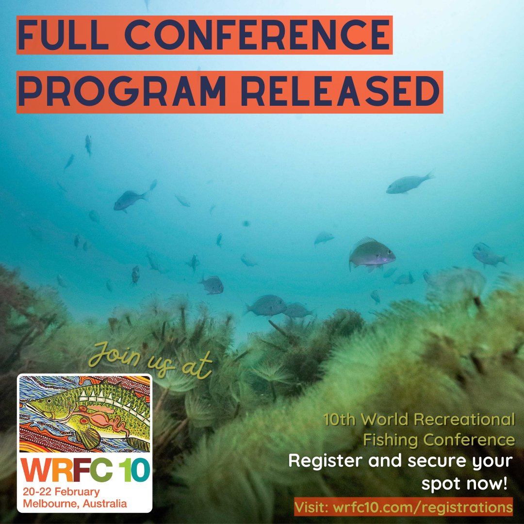 VicFisheries's tweet photo. It’s only a matter of weeks away and now you can view the full line-up of speakers at next month’s @WRFC_10 from 20-22 February.

You can view the full program, download a PDF copy and register for the Conference by heading to https://t.co/GrMeAzJSq1

#WRFC10 https://t.co/PLjror4EdA