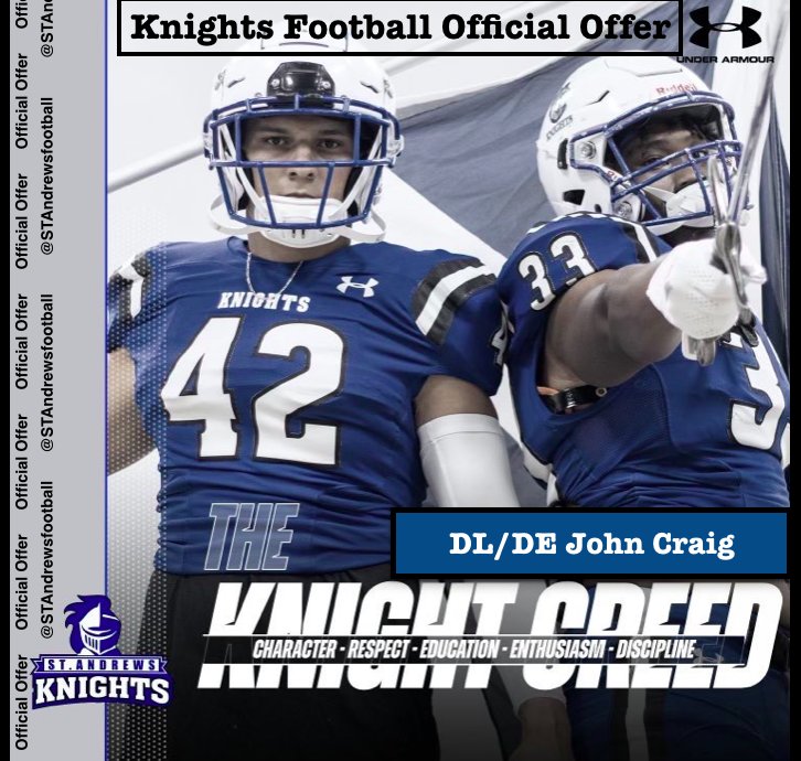 johncraig41's tweet photo. After a great talk with @Coachfrederick5 I am blessed to receive a official offer from @StAndrewsFB @GoNeersFootball @ChrisFYN @RecruitGeorgia @NwGaFootball @PrestonPoag https://t.co/3AfdBJZMeN