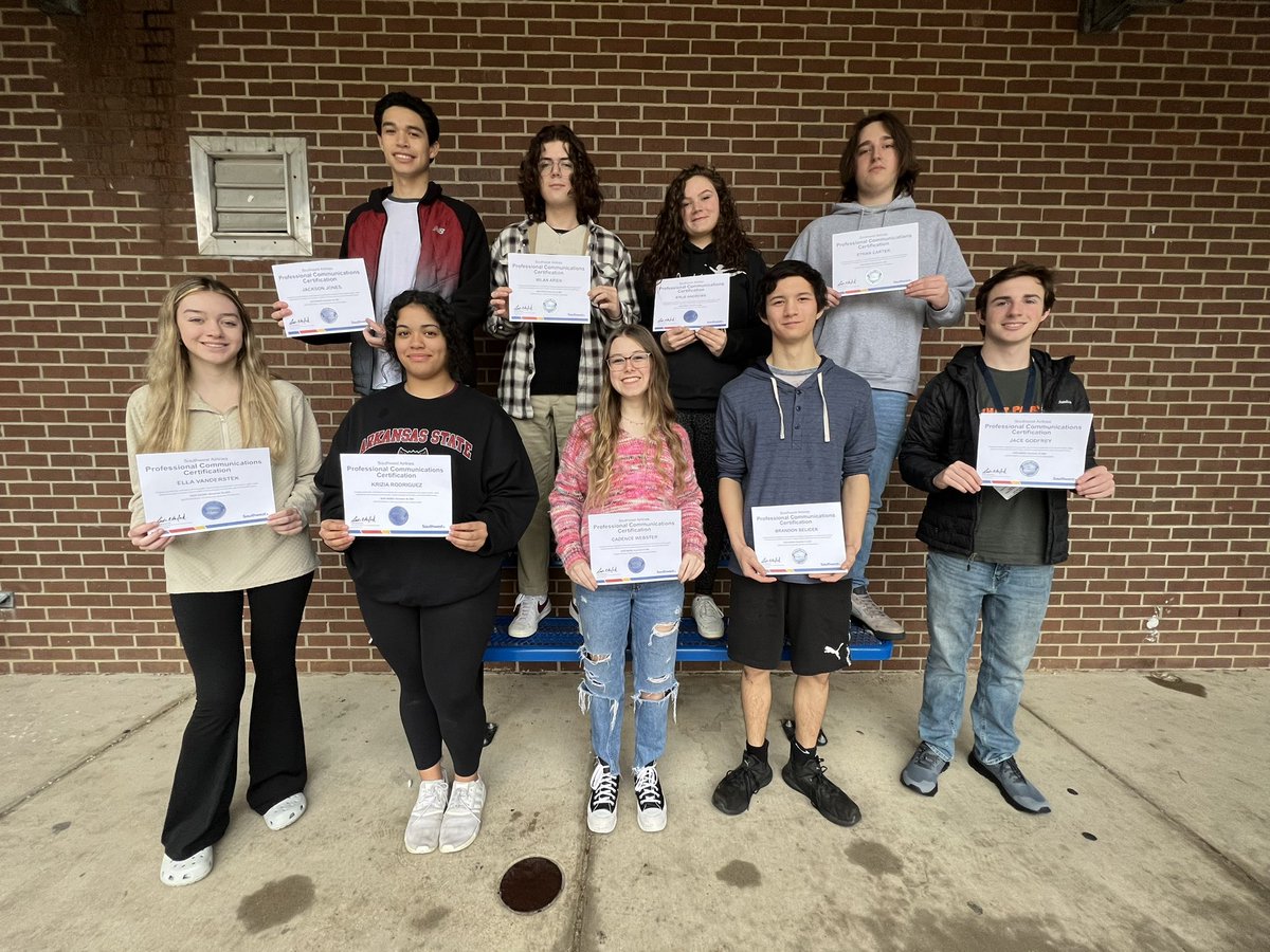 91% of the <a href="/MHHSCA/">MH Career Academies</a> Marketing Business Enterprise students earned their Southwest Airlines Professional Communication industry certification. <a href="/DanaJoBrown/">Dr. Dana Brown</a> <a href="/iCEVonline/">iCEV</a> <a href="/SouthwestAir/">Southwest Airlines</a> <a href="/MHHSGoBombers/">Mary Beth Russell</a> <a href="/Dr_JakeLong/">Jake Long</a> <a href="/EdDcte/">Arkansas Ed. DCTE</a> <a href="/arkansas_acte/">Arkansas ACTE</a>