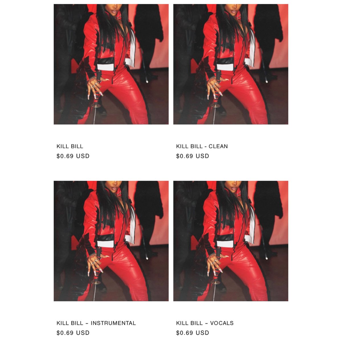 'Kill Bill' EP pack discounted for $0.69 with a different cover is out now on the TDE website! BUY KILL BILL. txdxe.com/collections/sza