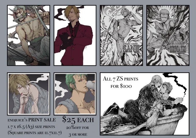 I'm currently in the US, I have leftover #ONEPIECE prints, and a few days to ship stuff or meet up if you're near Columbus, OH. 
Shipping is $15 anywhere in North America.
Use 3PRINTSPLUS for 20% off in orders of 3 or more prints! (Doesn't apply to ZS pack)
⬇️⬇️link to shop⬇️⬇️ 