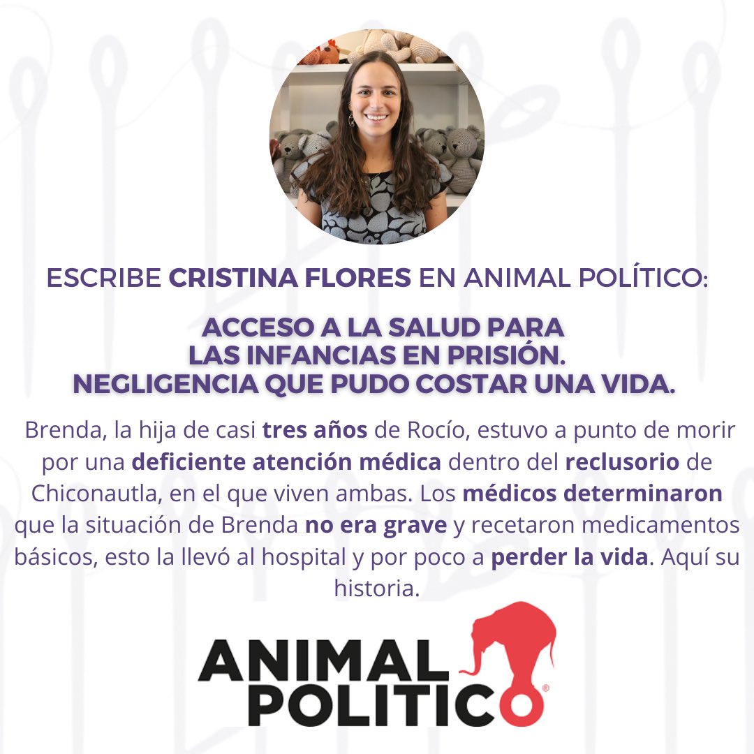 Antes de que acabe el día te invitamos a leer la historia que nuestra Directora de Salud Mental, Cristina Flores, escribió para <a href="/PajaroPolitico/">Animal Político</a>🐦

“Acceso a la salud para las infancias en prisión: negligencia que pudo costar una vida”.

👉🏽 animalpolitico.com/analisis/organ… <a href="/crisflb/">Cris Flores</a>