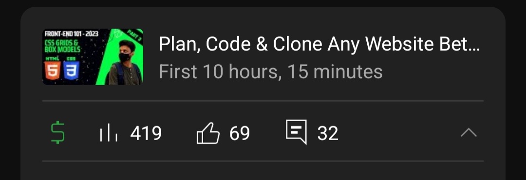 apoorvtwts's tweet image. My latest video has almost 70 likes on almost 420 views. 👀

Now this means that 1 in every 6 people liked it. ✅️

I think that&apos;s quality, and that you should watch it now.

Link - youtu.be/WEZJvQf3nH0

PS - Can&apos;t wait to see the numbers dilute. 🥲