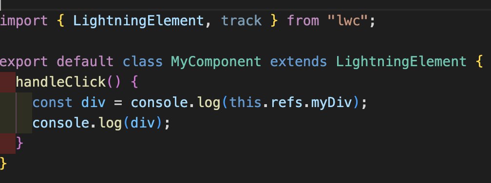 Gaurav_sforce's tweet image. 🔥 Salesforce Lightning Web Components new feature :

🔥 Now you can use &quot;refs&quot; to access DOM elements directly.

🔥 First, add the lwc:ref directive to your element and assign it a value. To call that reference, use this.refs.

#salesforce #LWC #LightningWebComponent