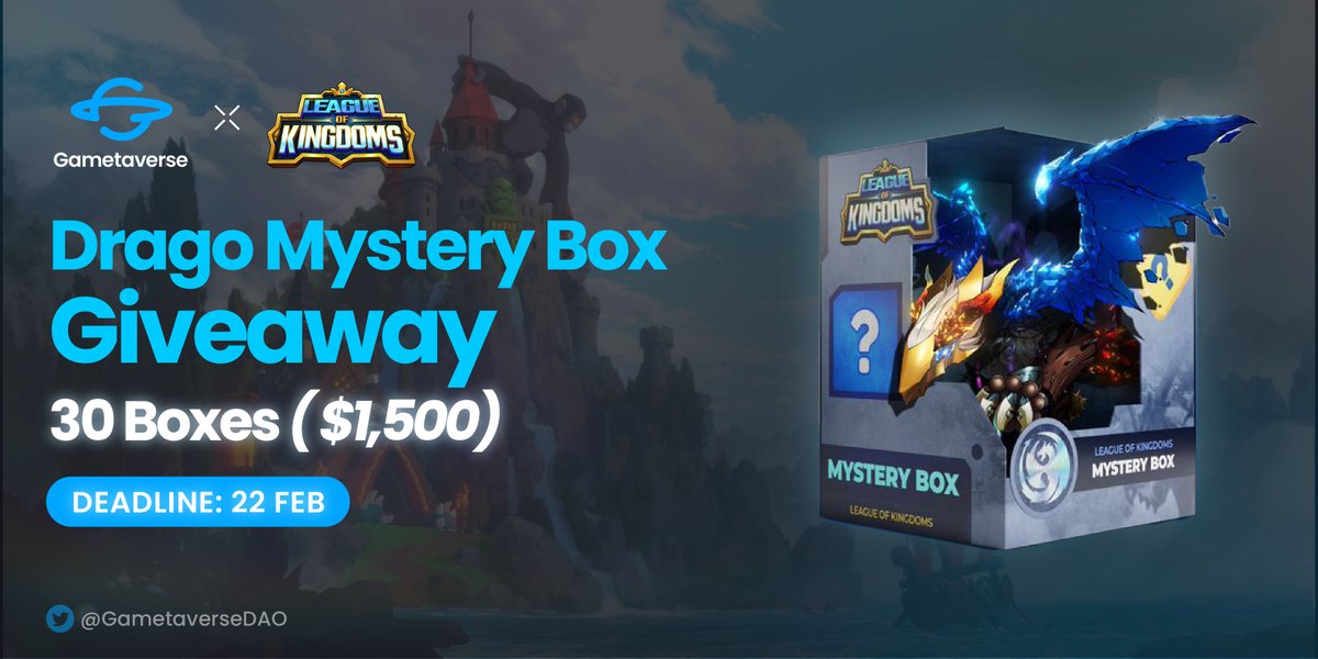 🛸Gametaverse x League of Kingdoms👑

<a href="/LeagueKingdoms/">League of Kingdoms Arena</a> is  the world's first blockchain #MMORTS game⚔️ Own your Lands &amp; build a great kingdom!👑

🎁30x #LOK Mystery Boxes🎁

Grab them all!⤵️
gleam.io/competitions/R…