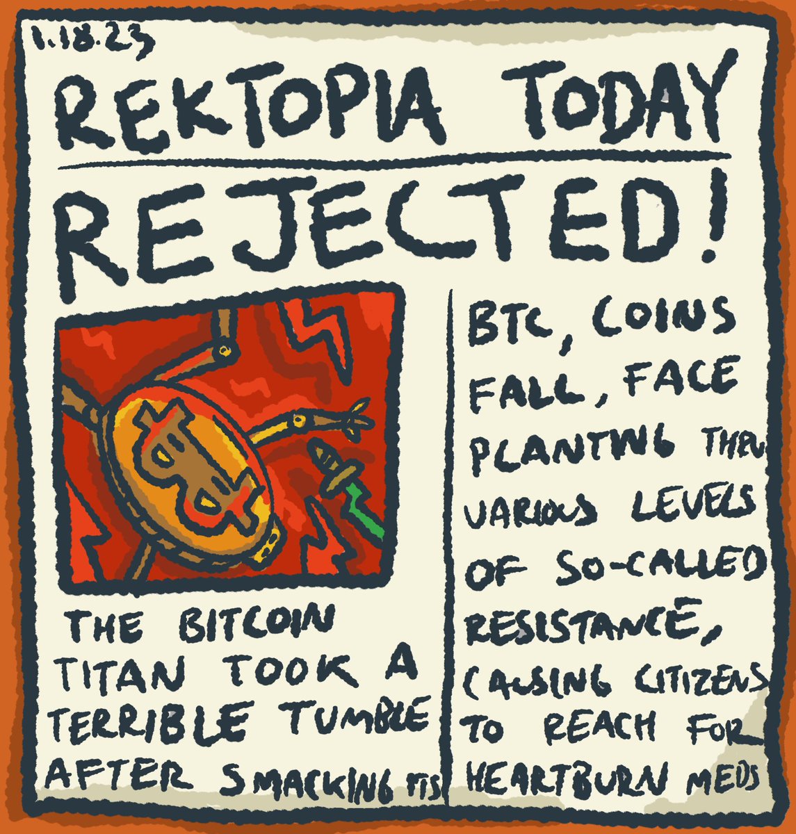 rektfolios's tweet photo. TIS BUT A FLESH WOUND. NEVER GIVE UP, BULLS! RIGHT? #crypto https://t.co/Jfo2n9X2MZ
