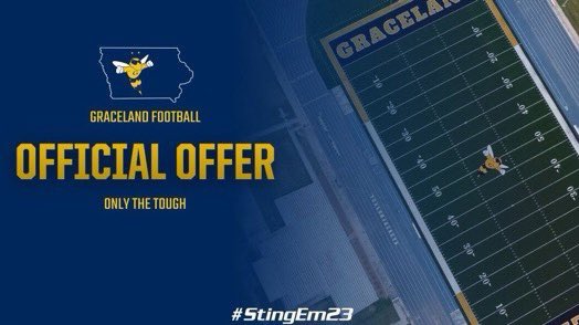 I would like to announce that I have received my second offer to Graceland University!! Thank you <a href="/JameslewisCoach/">James Lewis</a> <a href="/GracelandFB/">Graceland Football</a> Go Yellowjackets🟡🔵