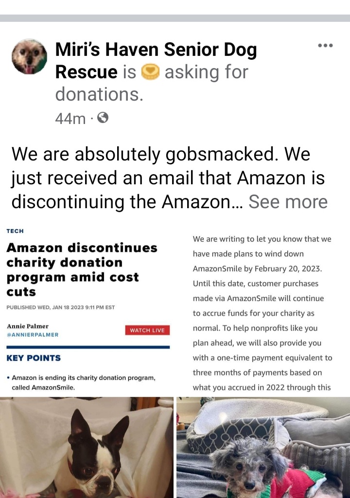 shesova's tweet photo. Just got our 5013c signed up for #AmazonSmile and now they taketh away! Lots of complaints on Facebook @AmazonHelp #BringBackAmazonSmile https://t.co/qVCDXRUkx3