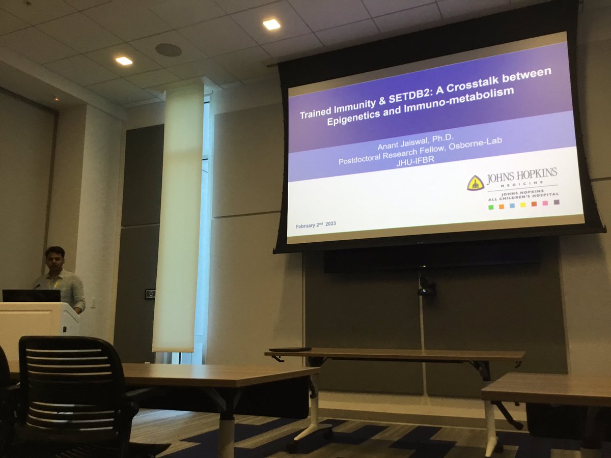 tritocool's tweet photo. Very nice presentation today at our internal IFBR postdoc seminar series with lively discussion. Thanks Dr. Jaiswal!! @AllChildrens @HopkinsMedicine @HopkinsBiolChem https://t.co/QNsofMU86T