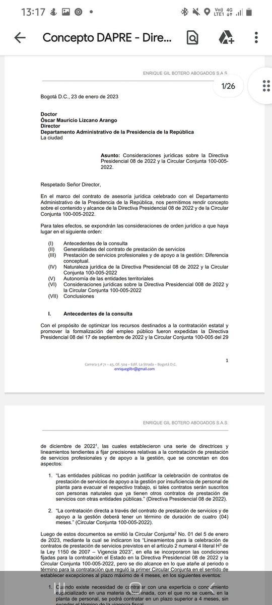 divulgajuridica's tweet photo. Concepto rendido por parte del Dr Gil Botero al Director del @ContactoDapre sobre la Directiva 
Presidencial 08 de 2022 y la Circular Conjunta 100-005-
2022.

*En resumen: los contratos deben celebrarse “por el termino estrictamente indispensable”.* https://t.co/EVeu1wA3Uk
