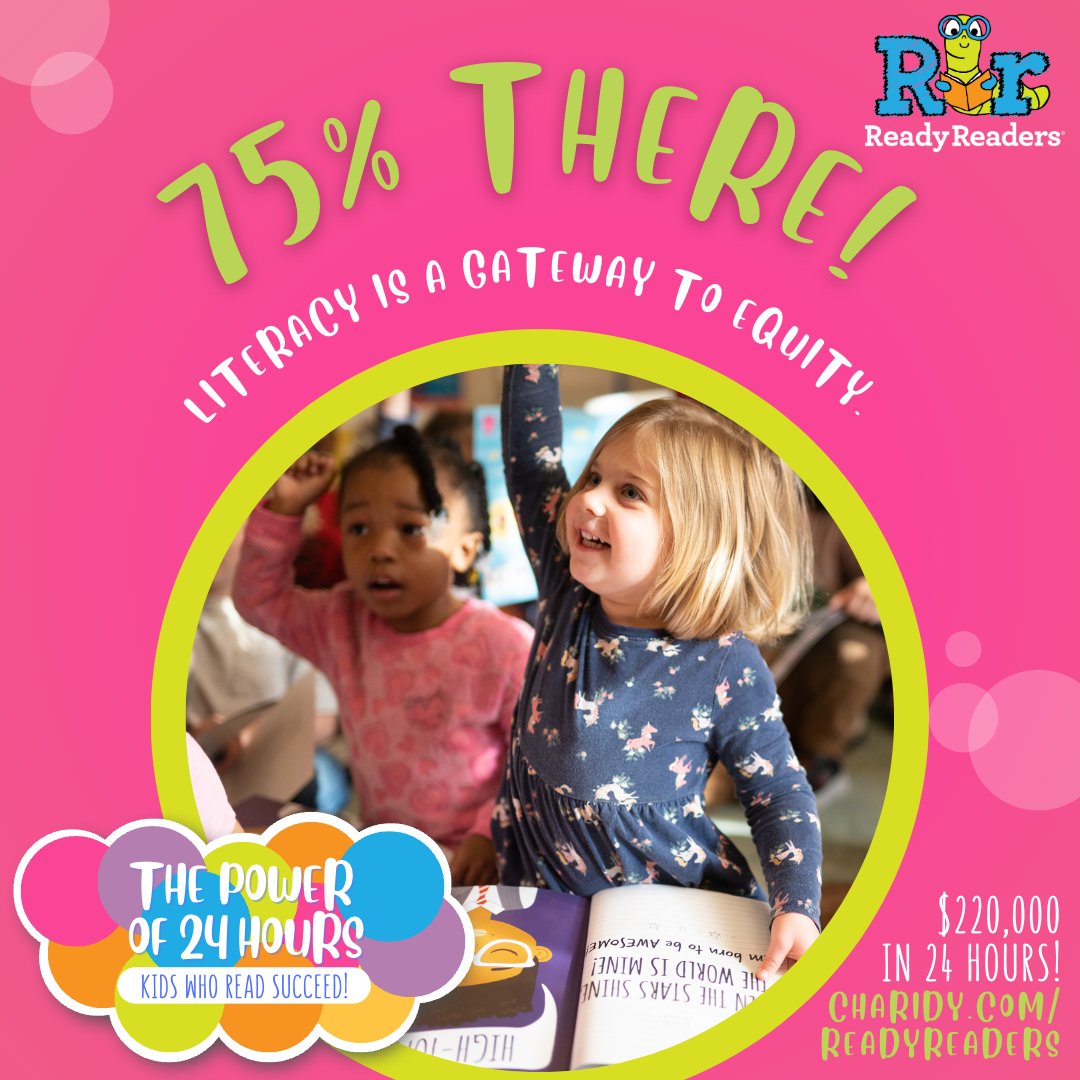 There's still time for you to have your gift to Ready Readers matched 4:1 today to QUADRUPLE your impact! Every gift makes a difference -- charidy.com/readyreaders.

Thank you to so many of you who have already donated and shared the link! 

#KidsWhoReadSucceed #charidy2023