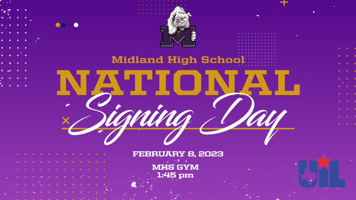 Wes Torres (@wesley_a_torres) on Twitter photo 💥Schedule Update💥
Please join us in celebrating our <a href="/MidlandHigh_MHS/">Midland High School</a> athletes as they sign their NLI. #MISDProud #StudentAthlete <a href="/MidlandHigh10S/">MHS Tennis Team</a> <a href="/midlandhighfb/">Midland High Football</a> @MHSDawgBasball <a href="/CoachVines/">Shawnda Vines</a> <a href="/MidlandHighVB/">Midland High VB</a> 💥Schedule Update💥
Please join us in celebrating our <a href="/MidlandHigh_MHS/">Midland High School</a> athletes as they sign their NLI. #MISDProud #StudentAthlete <a href="/MidlandHigh10S/">MHS Tennis Team</a> <a href="/midlandhighfb/">Midland High Football</a> @MHSDawgBasball <a href="/CoachVines/">Shawnda Vines</a> <a href="/MidlandHighVB/">Midland High VB</a>