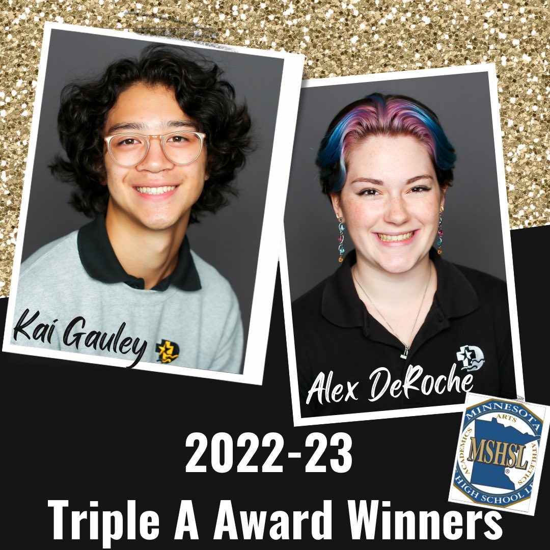 DLS_Activities's tweet image. Congratulations to our 2023 MSHSL Triple A Award Winners! Triple A recognizes successful students in academics, arts, &amp;amp; athletics! 

2 winners from each region will advance to the recognition banquet in March. From there 4 recipients will be awarded a 4yr. $1000 scholarship.