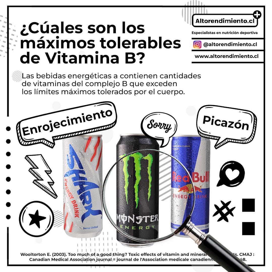 Altorendimient6's tweet photo. 🥫 ¡Bebidas ⚡  #energéticas y sus altos niveles de
#Vitaminas del complejo B! 🥤
.⠀
📝 ¿ Cuanto es la dosis diaria recomendada de vitaminas del complejo 🅱️ ?
.
📌 Quisimos analizar y poner en evidencia este punto importante ⚠️ 
.
🎯 Referencia: https://t.co/2fZoUdDytv
. https://t.co/LDH8R0YfUR