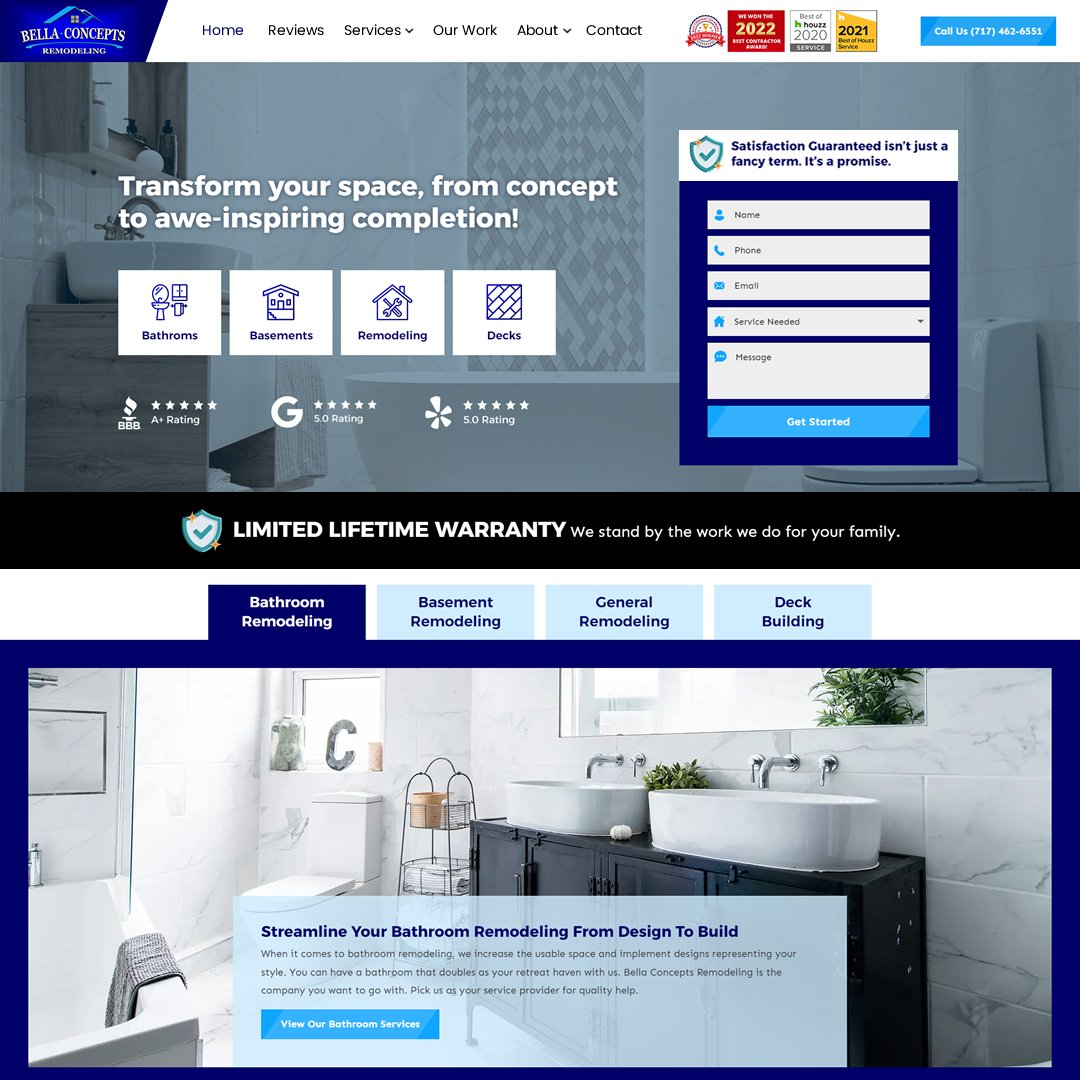 We're thrilled to unveil our latest remodeling client website. 🚀

Bella Concepts was founded in 2011, and is a family-owned #residential #remodeling company based in Carlisle, PA.

#contractorgorilla #websitedesign #webdesign #websitedevelopment #contractor #construction