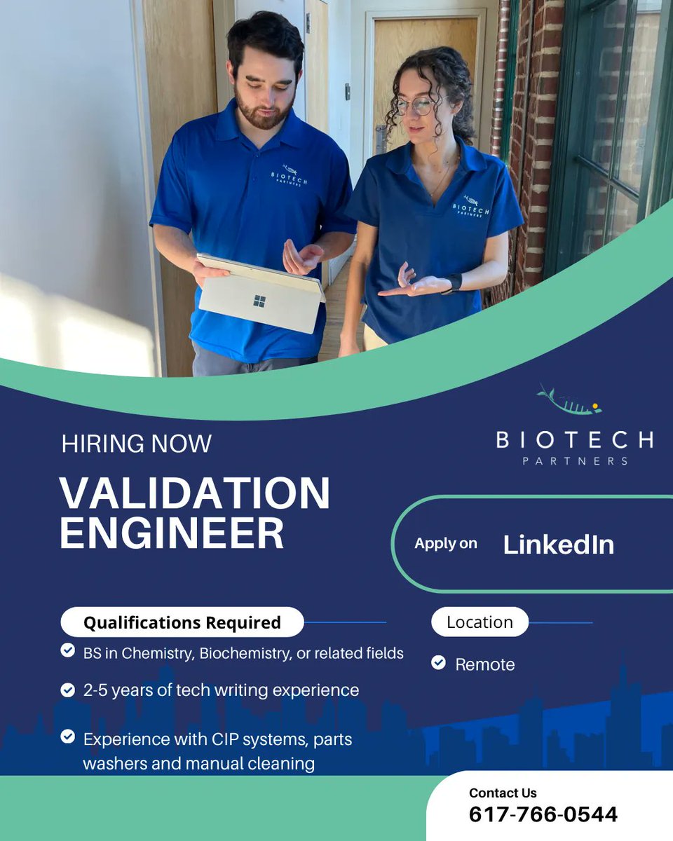 BiotechTalent's tweet image. We are actively looking for a Validation Engineer!
Interested? Apply below⬇️
buff.ly/3kZfoQz
#validationengineer #availablenow #hiring