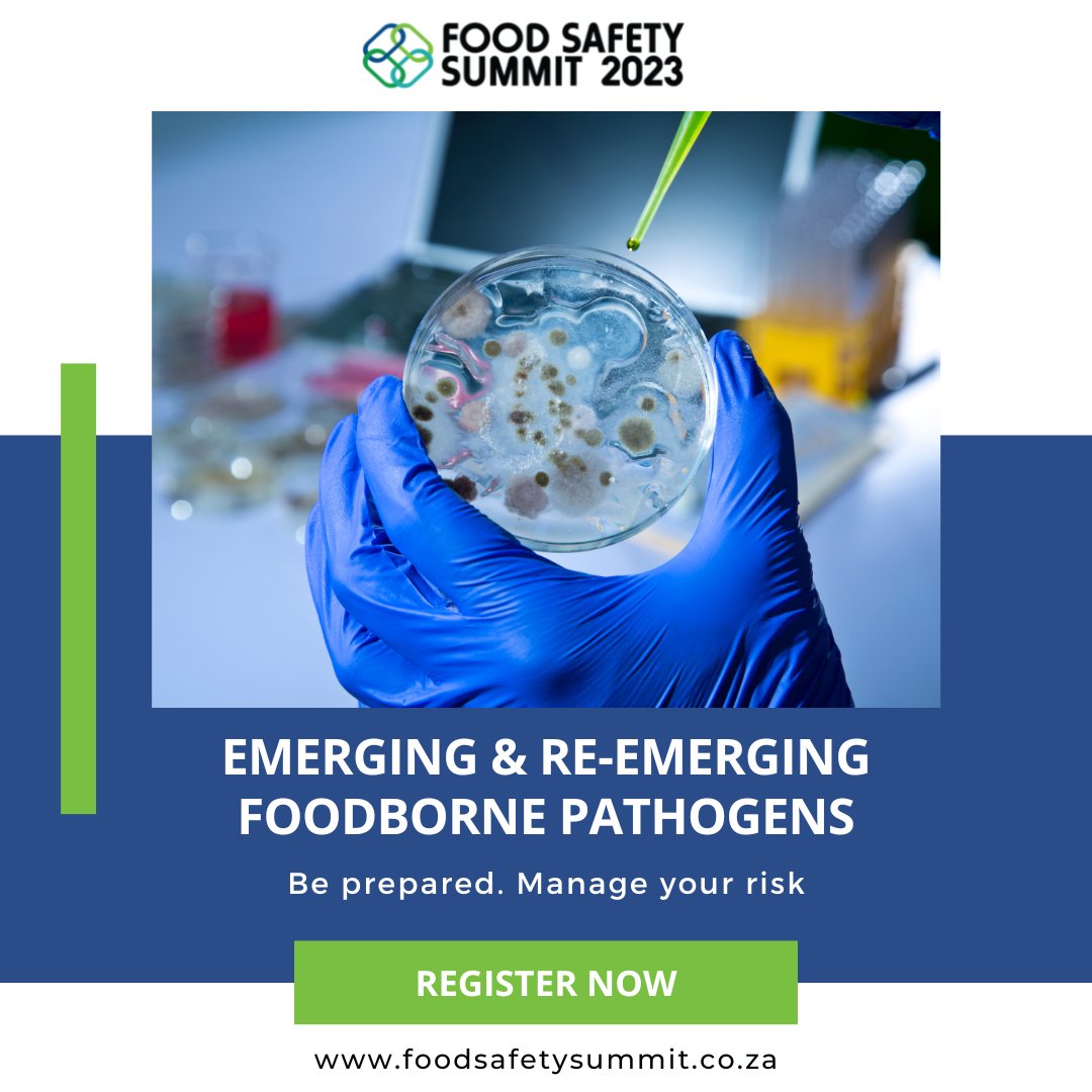 Join the experts as they discuss emerging and re-emerging foodborne pathogens ✅ It’s vital to manage your risks 

Register Here - foodsafetysummit.co.za/home/Register

#FSS2023 #Foodsafetysummitsa2023 #foodsafety #foodprocessing #foodmanufacturing #foodborneillness #pathogens #riskmanagement