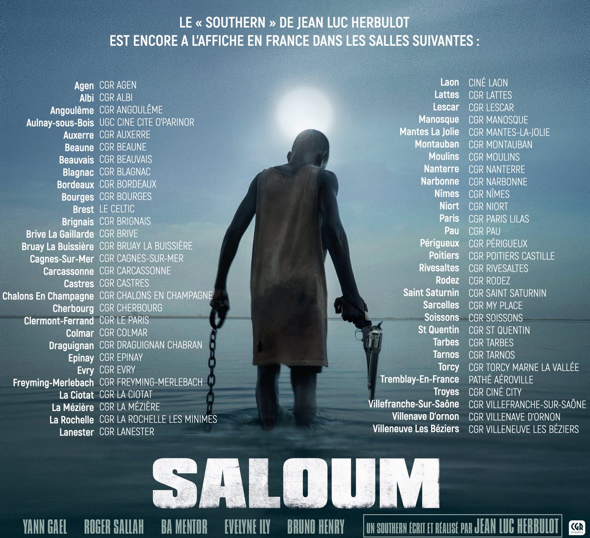 #SALOUM toujours à l’affiche ! N'attendez pas pour découvrir la 1ère aventure des Hyènes de Bangui, encore dans plus de 50 salles en France. Voici la liste - aussi disponible sur <a href="/allocine/">AlloCiné</a> et sur <a href="/CGR_Events/">CGR Events</a>.