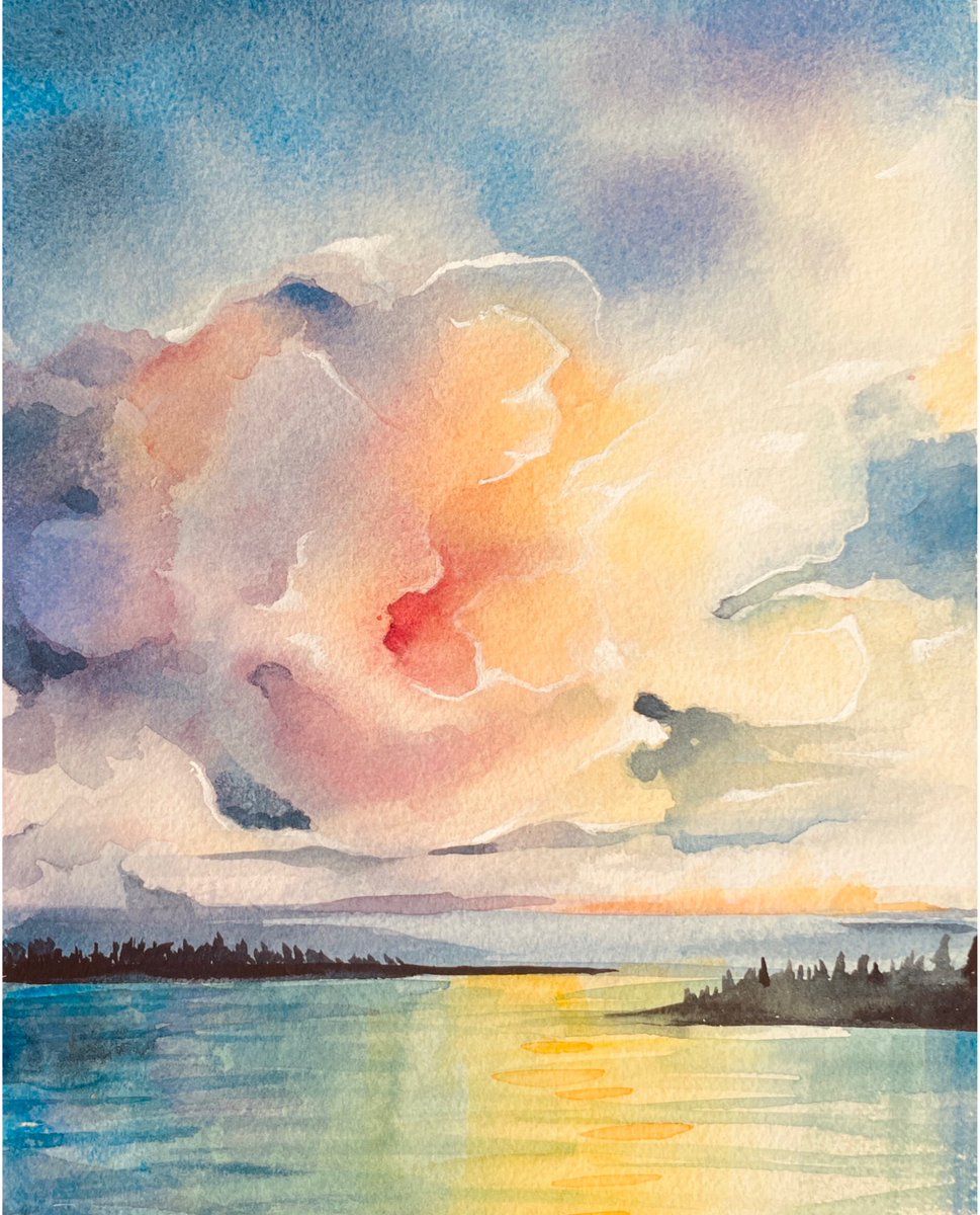 squiggy_art's tweet photo. Sunset cloud #watercolorpainting #watercolor https://t.co/75YaEI632c