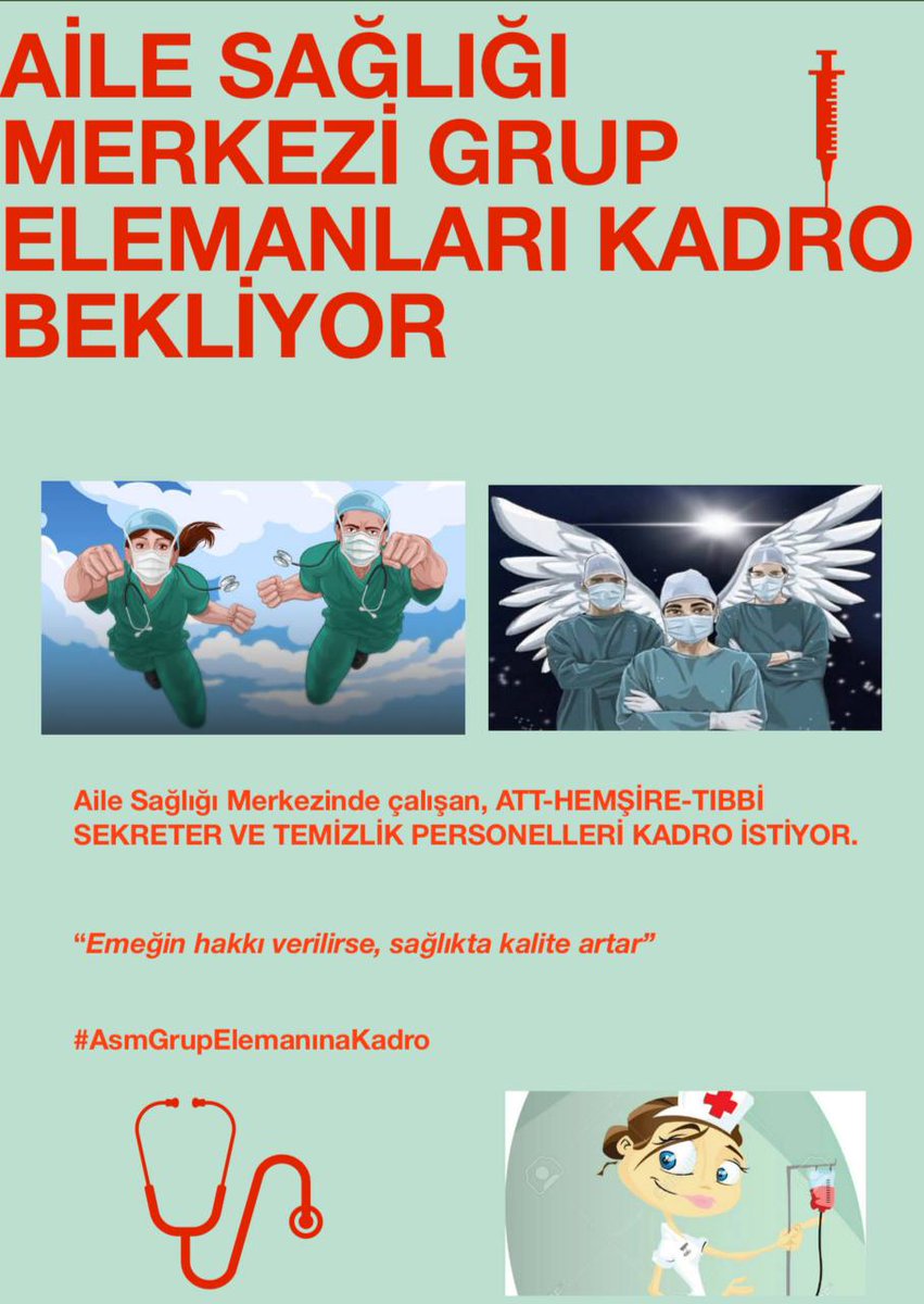 Sağlık ekip işidir, aynı ekipte ayrıştırılmak istemiyoruz. Kadro, özlük hakkı, maaş iyileştirmesi, sağlıkçı sıfatı istiyoruz. #AsmGrupElemanınaKadro 
<a href="/vedatbilgn/">Vedat Bilgin</a> <a href="/drfahrettinkoca/">Dr. Fahrettin Koca</a>
 <a href="/bakisimsekmhp/">Baki Şimşek</a>
 <a href="/dbdevletbahceli/">Devlet Bahçeli</a>
  <a href="/ahmetozyurekmhp/">Ahmet ÖZYÜREK</a>
 <a href="/yclblt06/">Yücel Bulut</a>
 <a href="/RTErdogan/">Recep Tayyip Erdoğan</a>