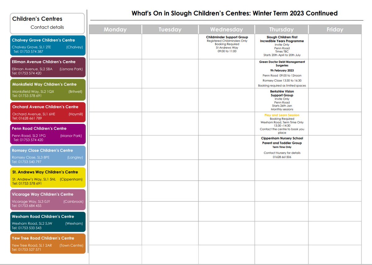 Check out what's going on in the children's centres this month!