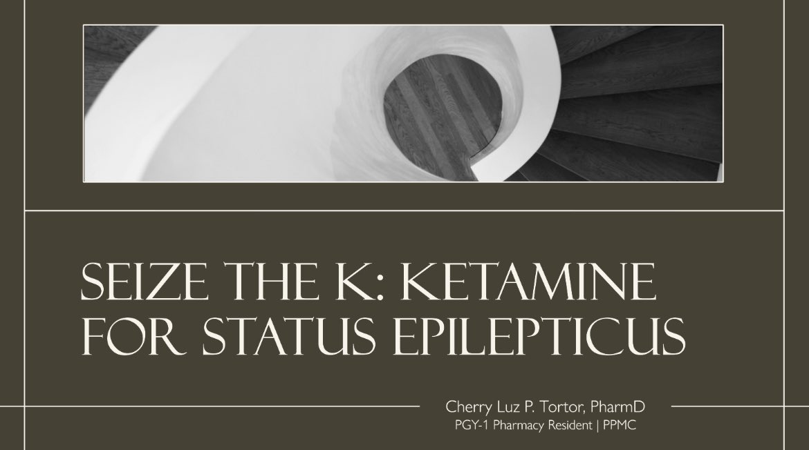 Each week we look forward to our Pharamacy Weekly Seminar where residents and students present a formal presentation or journal club! 

#OTILT: Ketamine in Status Epilepticus is twice as effective if administered early, with an efficacy rate as high as 64%! 

#TwitteRx #PharmRes