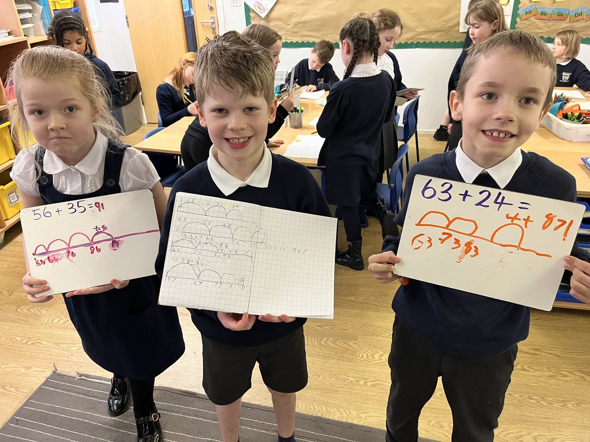 So proud of this terrific trio today. We have been practising the “empty number line” addition strategy and, today, all their recent efforts just clicked into place 🏆 #successfulindividuals