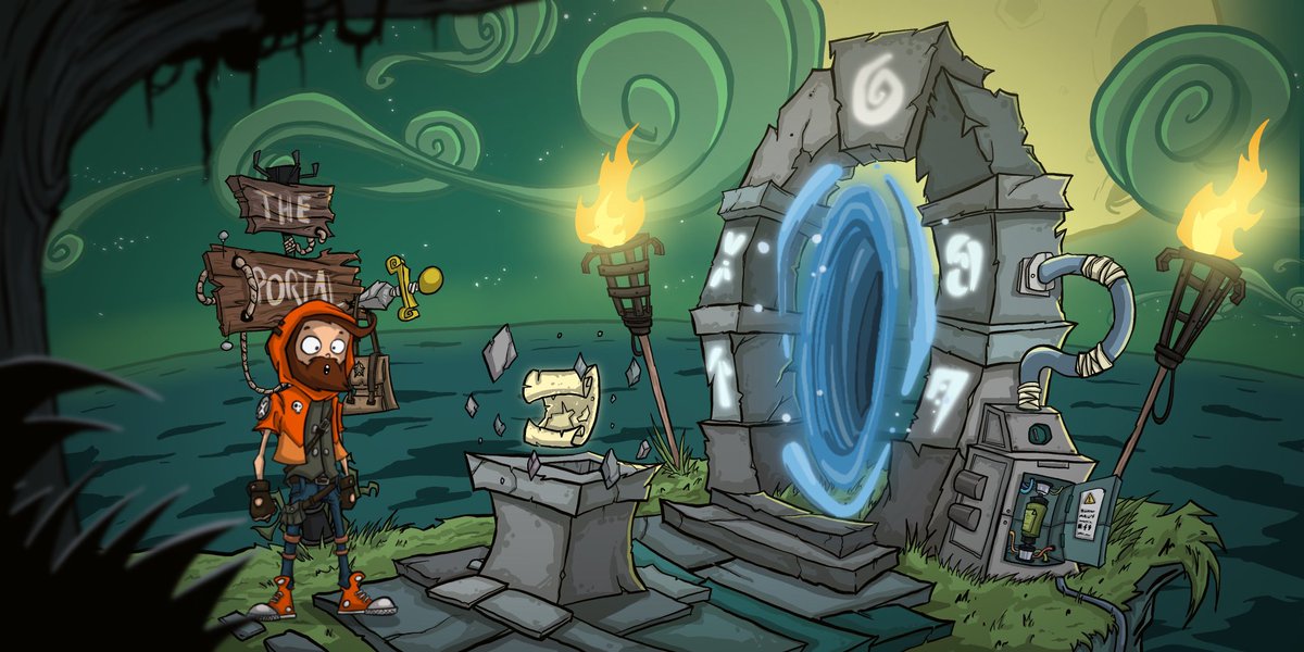 The portal! This time with some new details and #thecurseofmonkeyisland like clouds #deponia #monkeyisland #adventuregame #pointandclick #graphicadventure #coomingsoon