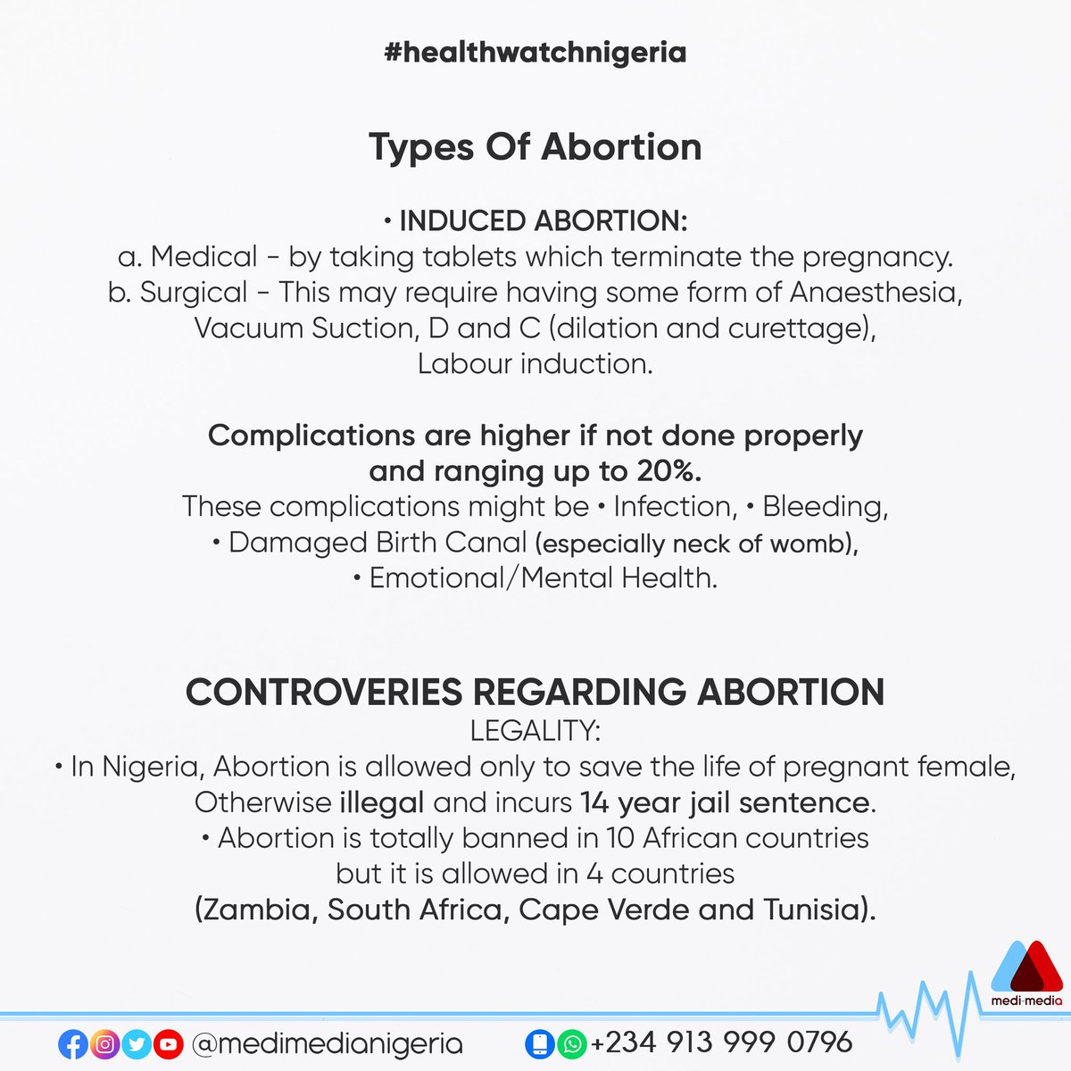 MediMediaNG's tweet photo. The spontaneous loss of a woman's pregnancy before the 20th week that can be both physically and emotionally painful.
#medimedia #healthforall #doctorsforchange #medicine #healthwatchnigeria #health #abortionrights #africa #pregnancy #happiness #edutainment #meditation #wellness https://t.co/jayHw4rj0X