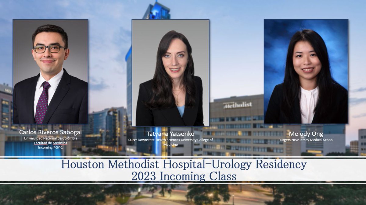 Houston Methodist Urology and Residency Program (@hmethodisturo) on Twitter photo We are proud to welcome <a href="/tyatsenk/">Tatyana Yatsenko</a> <a href="/CarlosARiverosS/">Carlos Riveros</a> & Melody Ong to our <a href="/HMethodistUro/">Houston Methodist Urology and Residency Program</a> family!🎉
Excited to work with these talented professionals 🌟
#Match2023 <a href="/rosekhavari/">Rose Khavari MD</a> <a href="/BrianMilesMDCaP/">bjmiles@houstonmethodist.org</a> <a href="/KKseattle/">Kathleen Kobashi</a> <a href="/AmerUrological/">Amer. Urol. Assn.</a> <a href="/Uro_Res/">The Urology Applicant ⚕</a> <a href="/UroAcademic/">Society of Academic Urologists</a> <a href="/RRGonzalezMD/">Ricardo R Gonzalez MD</a> <a href="/so_uro/">UroSoMe</a> <a href="/HMethodistGME/">Houston Methodist Residency & Fellowship Programs</a> We are proud to welcome <a href="/tyatsenk/">Tatyana Yatsenko</a> <a href="/CarlosARiverosS/">Carlos Riveros</a> & Melody Ong to our <a href="/HMethodistUro/">Houston Methodist Urology and Residency Program</a> family!🎉
Excited to work with these talented professionals 🌟
#Match2023 <a href="/rosekhavari/">Rose Khavari MD</a> <a href="/BrianMilesMDCaP/">bjmiles@houstonmethodist.org</a> <a href="/KKseattle/">Kathleen Kobashi</a> <a href="/AmerUrological/">Amer. Urol. Assn.</a> <a href="/Uro_Res/">The Urology Applicant ⚕</a> <a href="/UroAcademic/">Society of Academic Urologists</a> <a href="/RRGonzalezMD/">Ricardo R Gonzalez MD</a> <a href="/so_uro/">UroSoMe</a> <a href="/HMethodistGME/">Houston Methodist Residency & Fellowship Programs</a>