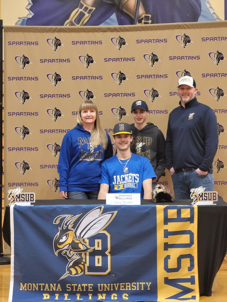 Excited to celebrate Joey Kosko’s signing to pitch at Montana State Billings! 🔵🟡 
Joey plans to study Paramedicine at MSUB also. We are proud of you!