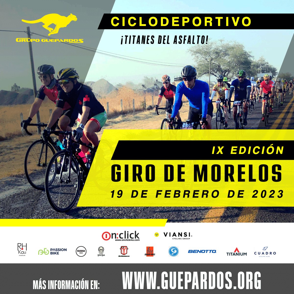 GuepardosGroup's tweet photo. Inscripciones abiertas www.guepardor.og  #GiroDeMorelos #GranFondo #Ciclismo #Cyclosportive #Mexico #GrupetaGuepardos https://t.co/HNcLmt4C5X