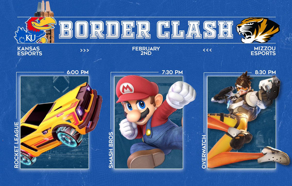 Kansas Esports (@kansasesport) on Twitter photo Day 1 of the Border Clash starts tonight! Rocket League kicks us off at 6!
Swing by LevelUP in the <a href="/KUunion/">KU Memorial Union</a> for a watch party! Day 1 of the Border Clash starts tonight! Rocket League kicks us off at 6!
Swing by LevelUP in the <a href="/KUunion/">KU Memorial Union</a> for a watch party!