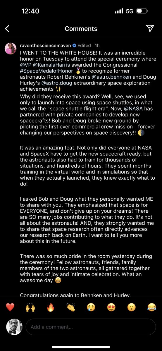 Dr_Gamble21's tweet image. HUGE S/O to my friend @raventhesciencemaven on her visit and participation in celebrating the accomplishments of these two NASA Astronauts! I’m sure the the conversations were great and they better know. Who. You. Are! 🙌🏽✊🏽 #BlackandSTEM #blackscientists